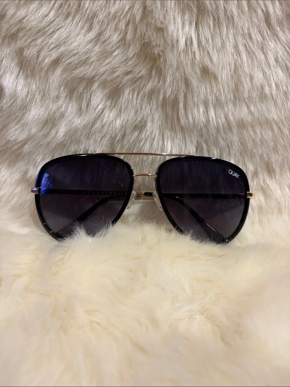 All In - Quay Australia Black Aviator Sunglasses with Gold Frame